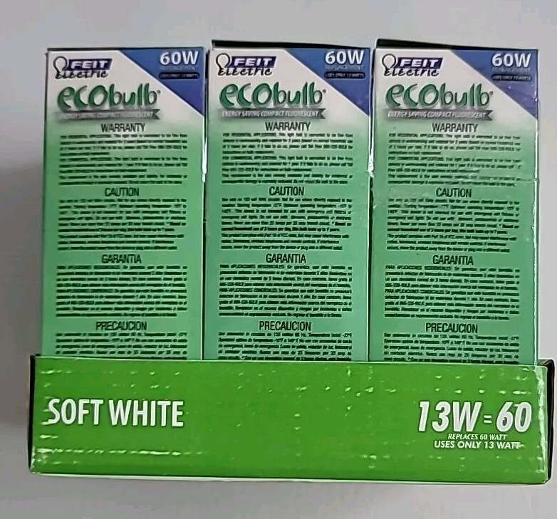 (6) Feit Electric Ecobulb Plus 60W White Twist CFL 120V Replacement Light Bulb gallery