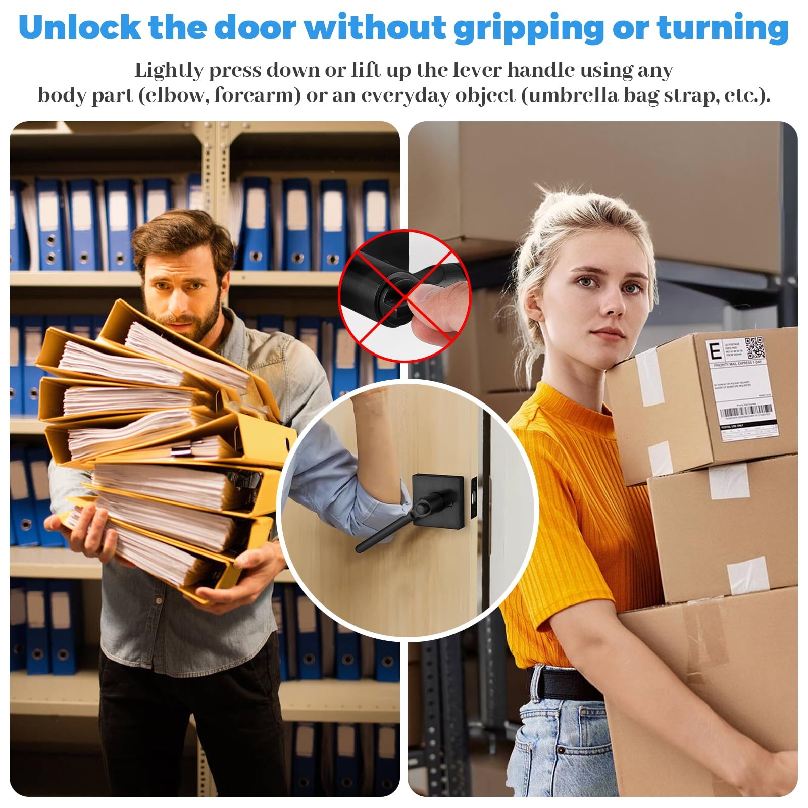 Privacy Push Button -Touch Locking Interior Door Handle Without Key,Non-Hande... gallery