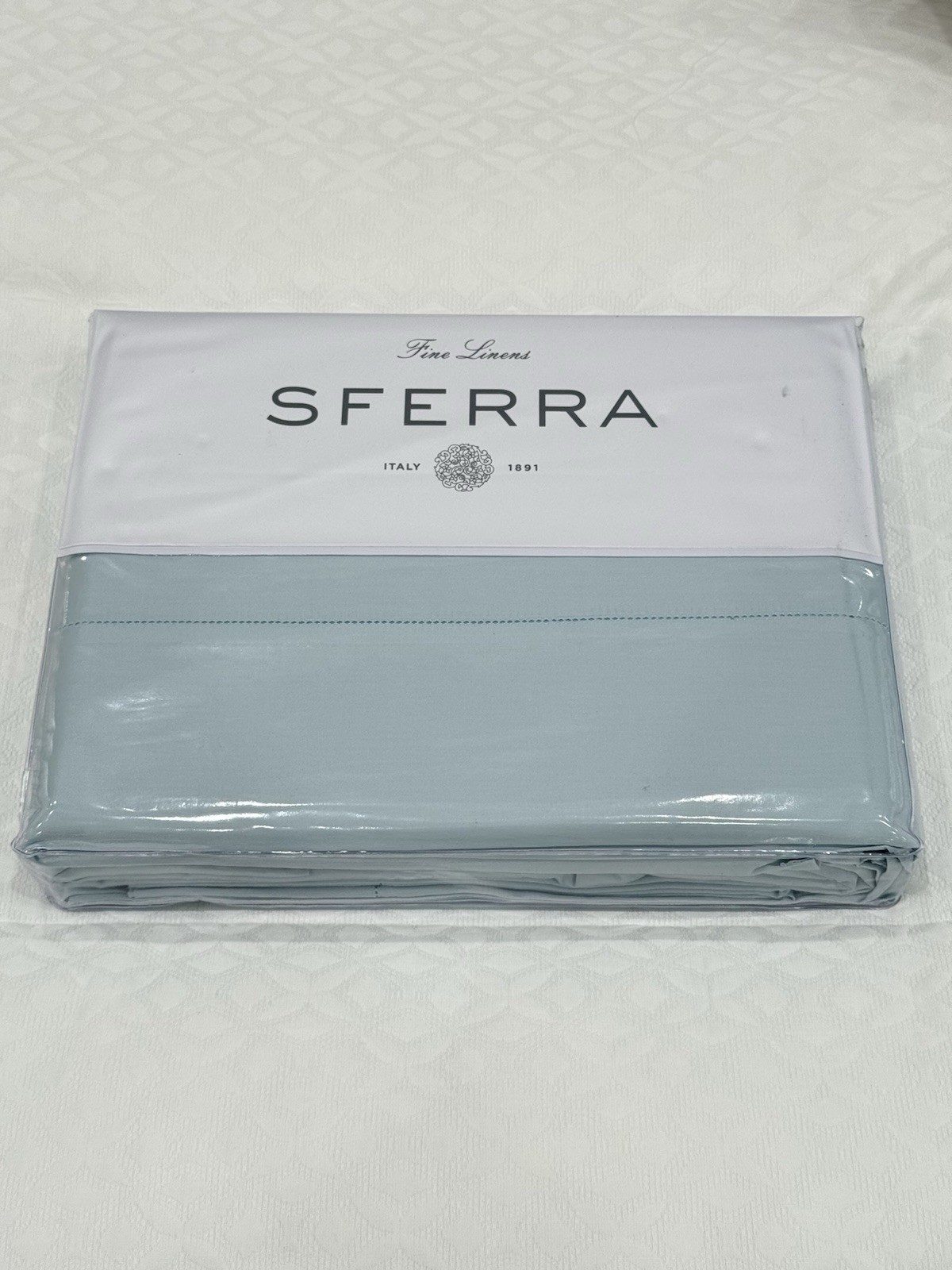 SFERRA MATTEO 4 PIECE KING SHEET SET SATEEN AQUAMARINE MADE IN ITALY gallery