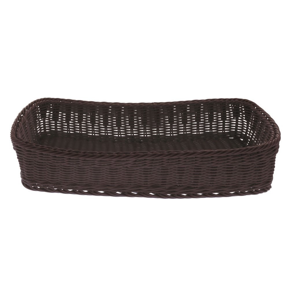 HUBERT Storage Basket, Rectangular Brown Plastic Wicker - 20 7/8 L x 10 5/8 W x gallery