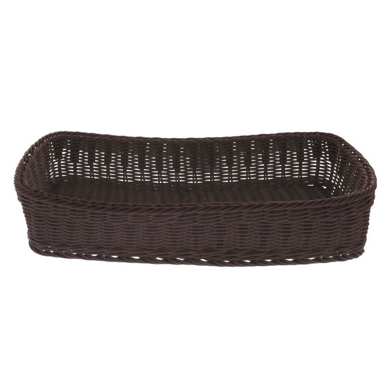 HUBERT Storage Basket, Rectangular Brown Plastic Wicker - 20 7/8 L x 10 5/8 W x gallery