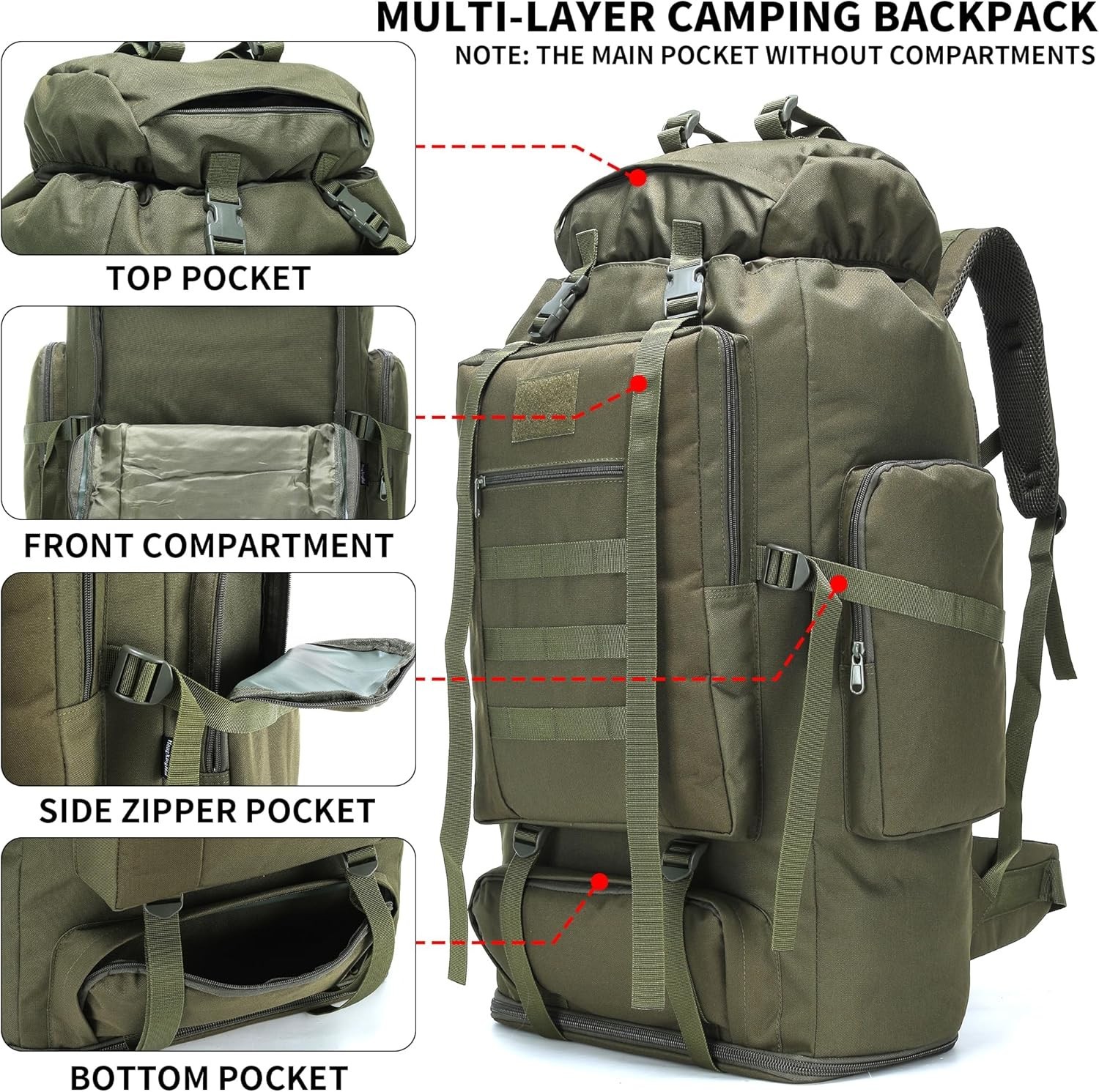 Lightweight 70L/100L Hiking Backpack with Comfortable Mesh Padding & Durability 5