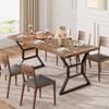 71 Inch Farmhouse Dining Table Seats 6-8, Rectangular Wood Top, Metal X Legs gallery