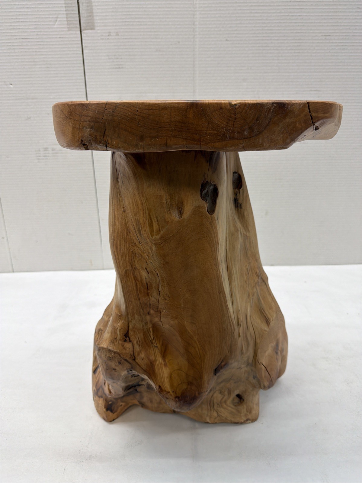 Tree Stump Stool, Handcrafted Teak Stool, Handcarved Wood Stool gallery