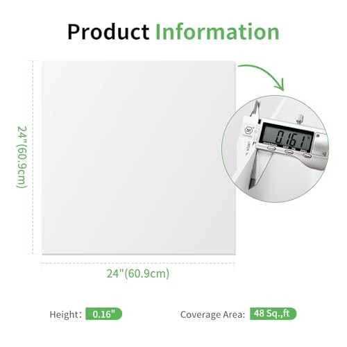 24"x24" Smooth Drop Ceiling Tiles (48 Sq.Ft)-Pack 2ft x 2ft 24" x 24" 12 White gallery