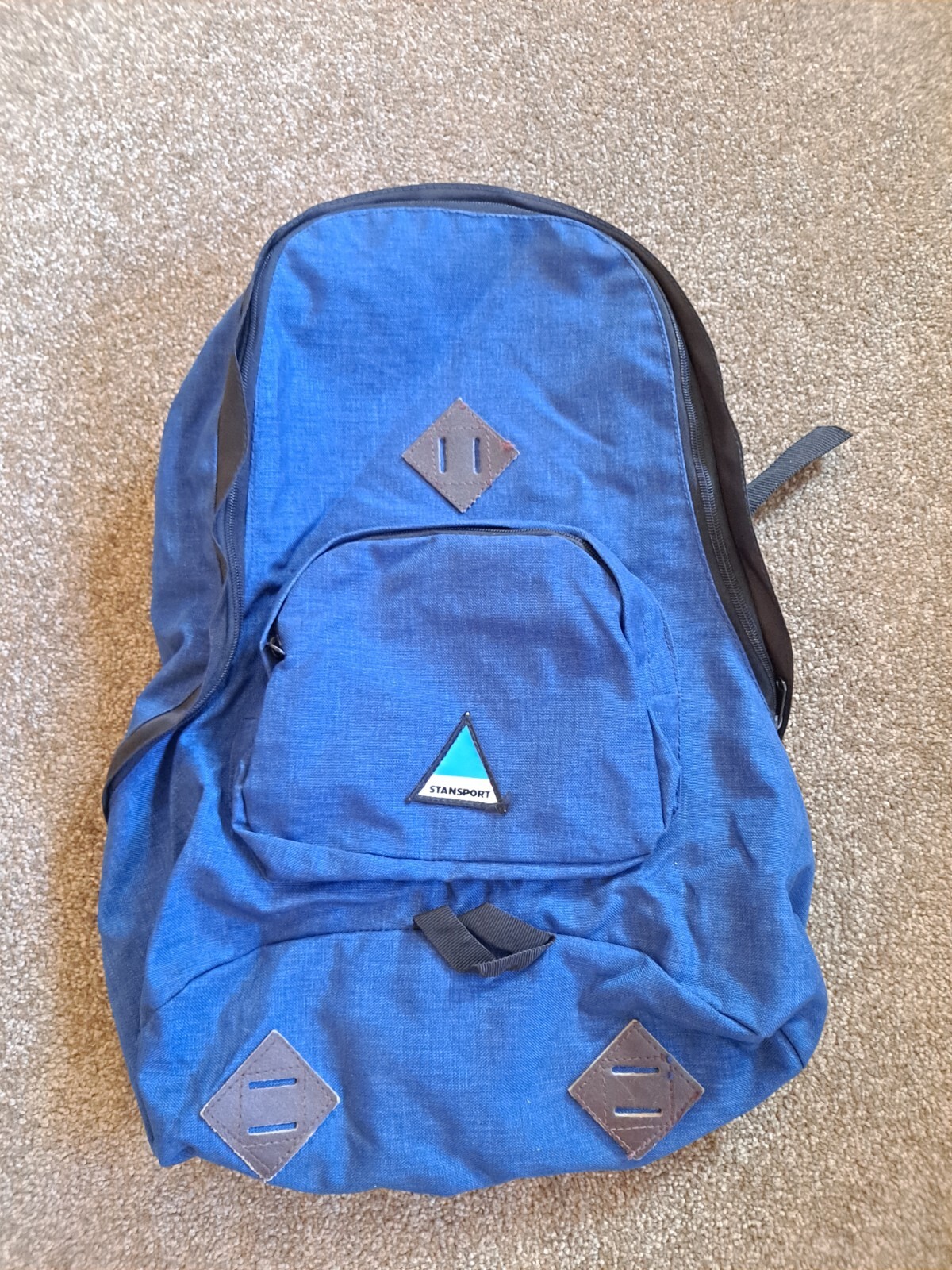 Stansport Backpack Canvas Blue School Book Bag 