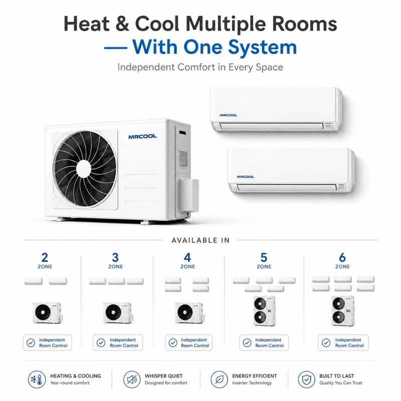 MRCOOL DIY 5th Gen 2 Zone Mini Split Heat Pump AC System gallery