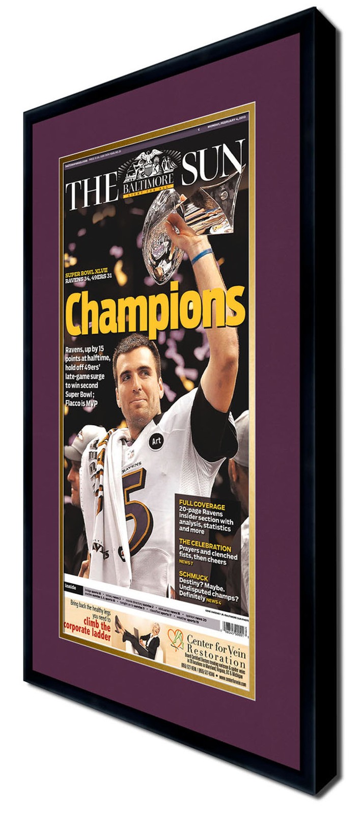 11x22 Newspaper Frame With Purple and Gold Double Mat gallery