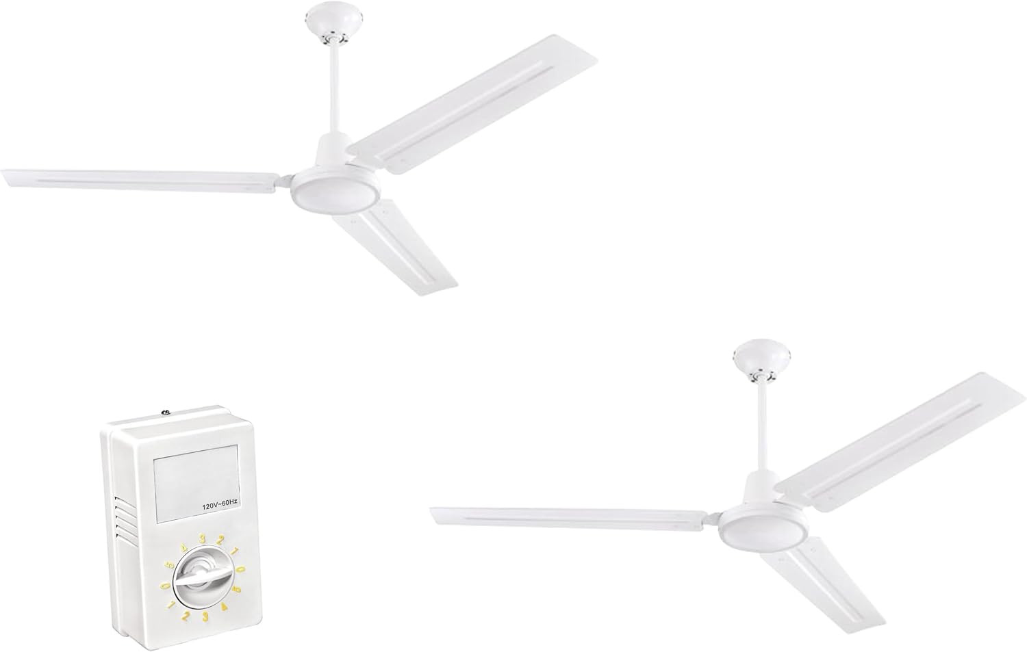 2 Pack 56" Industrial Ceiling Fans with White Steel Blades for Garage & Shop gallery
