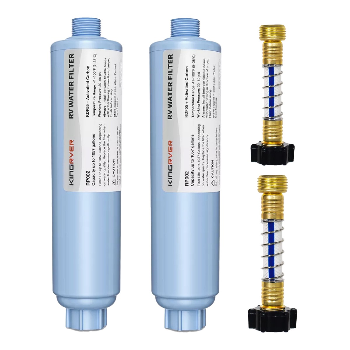 2 Pack RV Inline Water Filter w/Flexible Hose for Drinking & Washing Filter gallery