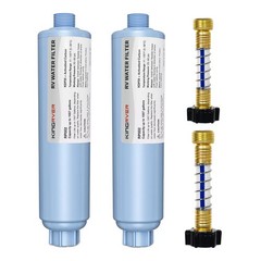 2 Pack RV Inline Water Filter w/Flexible Hose for Drinking & Washing Filter