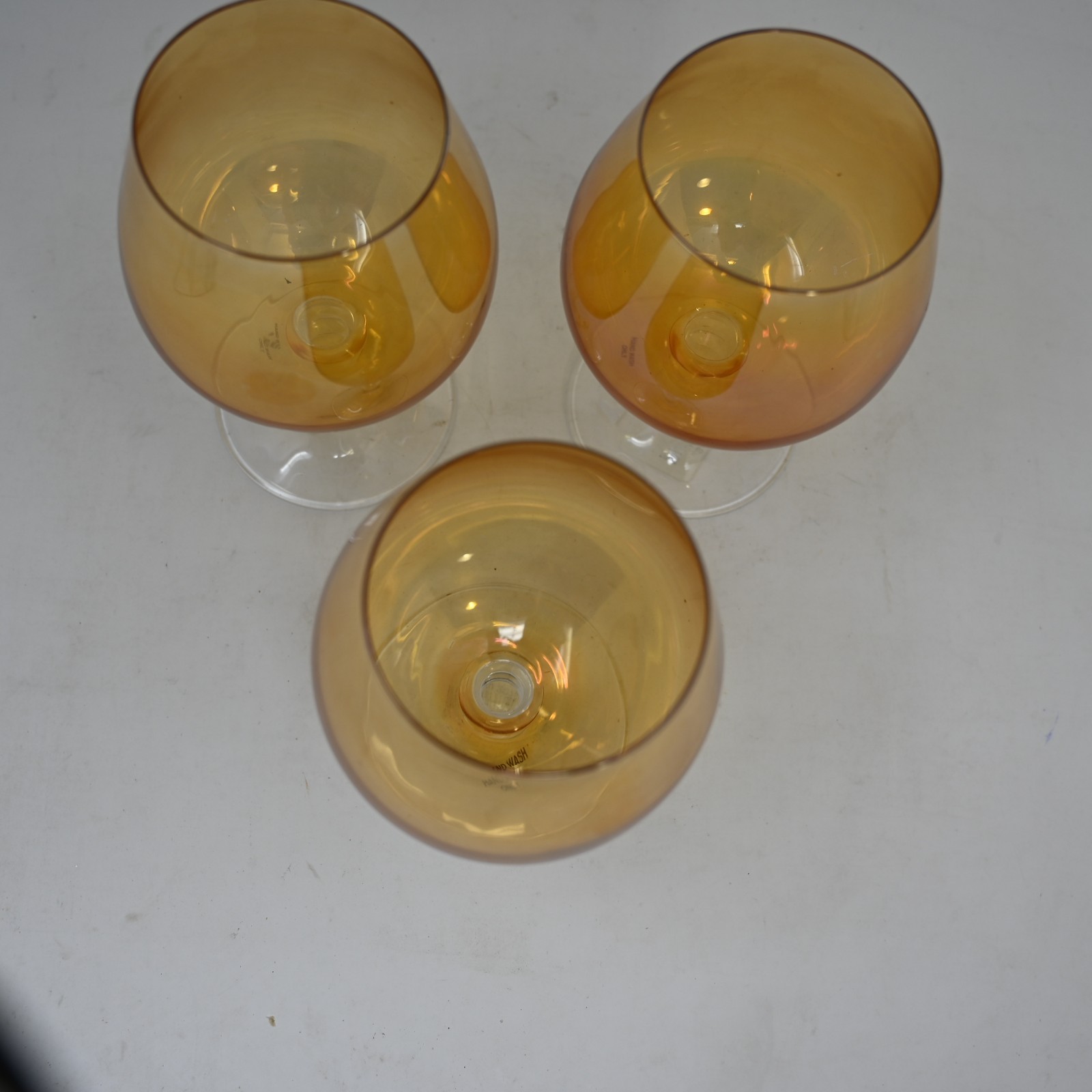 Pier 1 Amber Brandy Snifter Glass Set of 3 Iridescent Hand Wash Only gallery