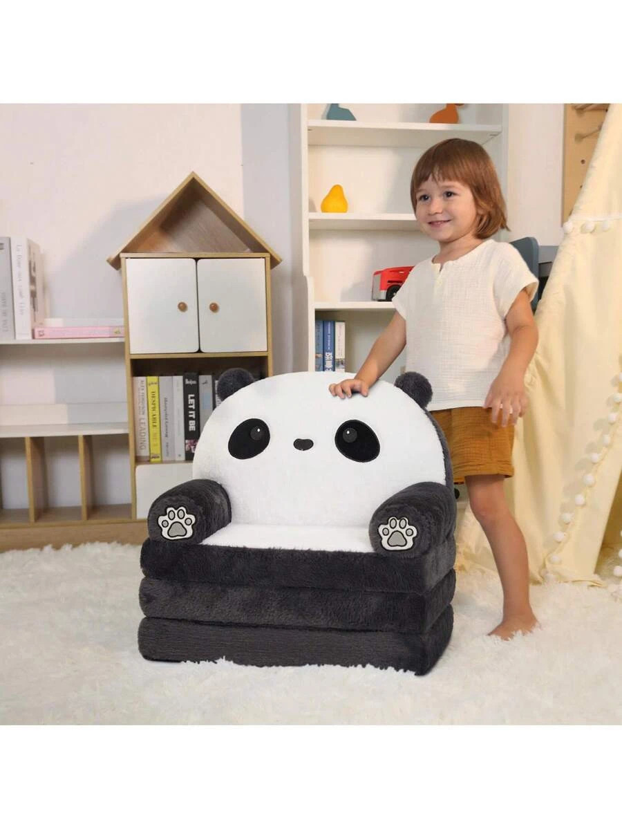 Toddler Plush Panda Chair Foldable Kids Sofa Reading Relaxing 18M+ gallery