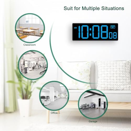 Digital Clock Wall Clock with Seconds Electric Clock Plug Auto DST Dimmer gallery