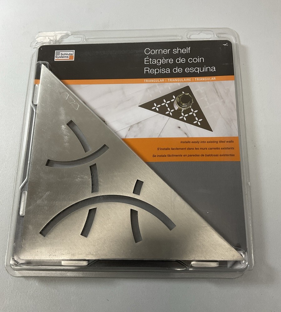 Schluter Triangular Corner Shelf for Tiled Walls- Curve Design, Stainless Steel