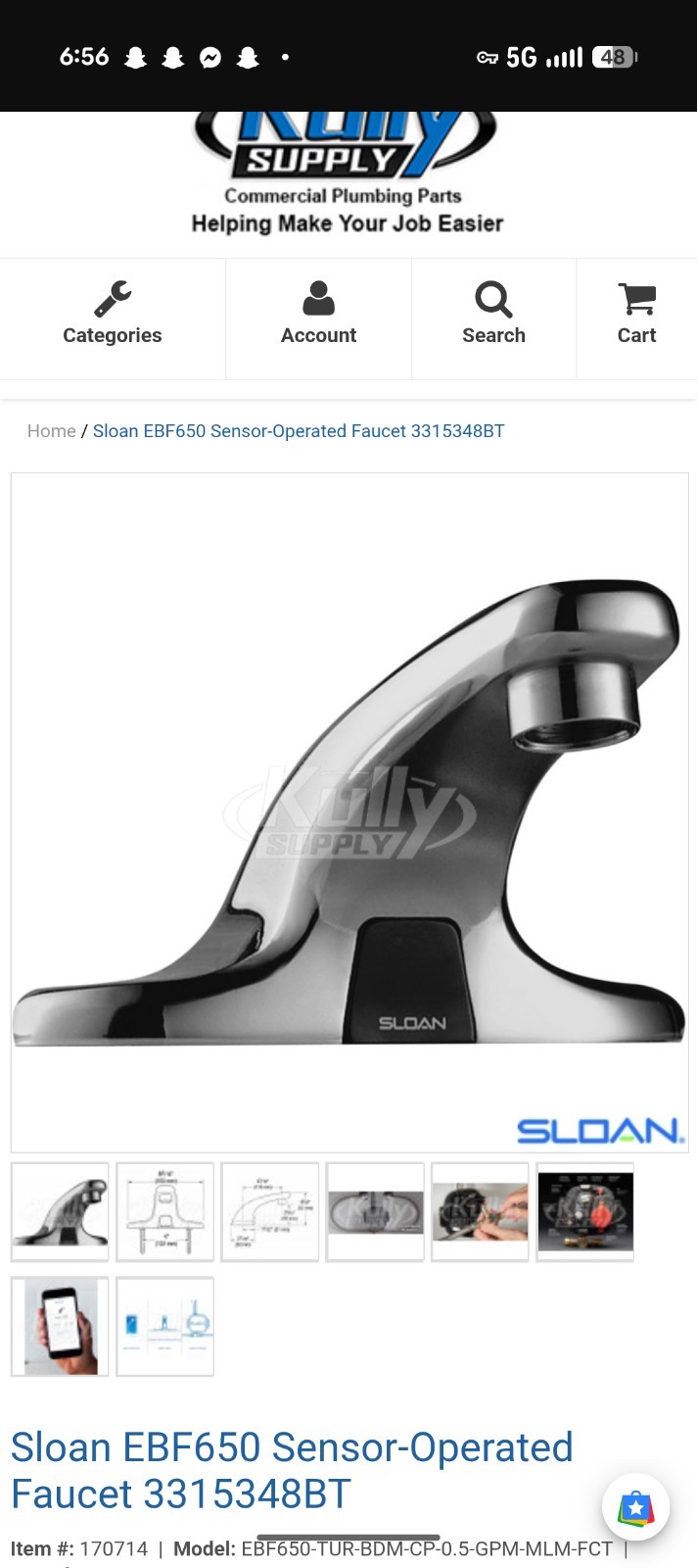 Sloan Optima Plus EBF650 Battery Sensor Bathroom Faucet Chrome (full set) gallery