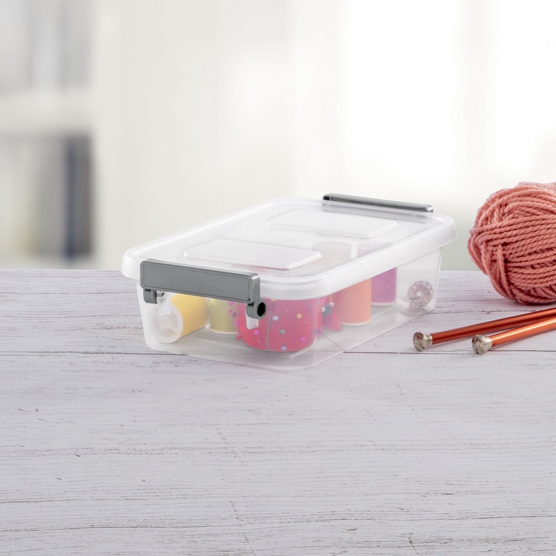 Modular Small Storage Bin, 2.7 Quart Latching Clear Plastic Storage Container wi gallery