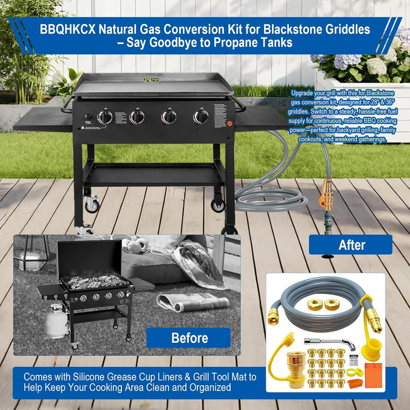 5249 Natural Gas Conversion Kit for Blackstone Grill 28" 36" Griddle, Propane to gallery