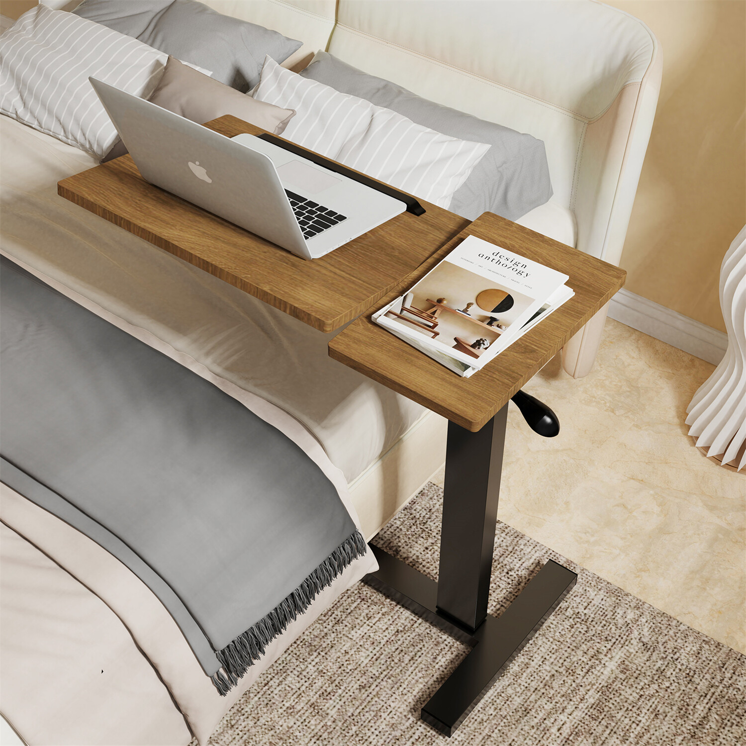 Rolling Overbed Table Adjustable Angle and Height Hospital Laptop Table Desk gallery