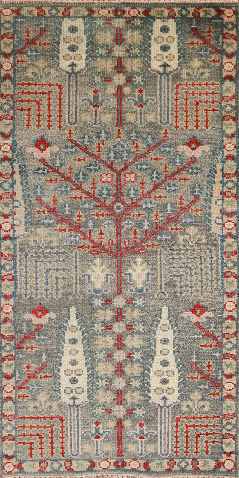 Grey Heriz Serapi Beauty Hand-Knotted Indian Accent Carpet in Wool 3x6 ft gallery