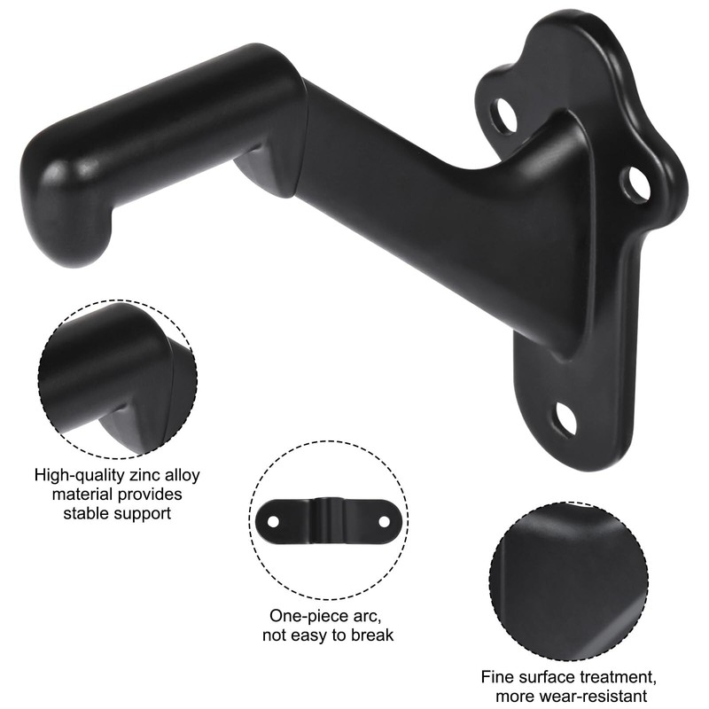 RealPlus Handrail Stair Brackets 3pcs Heavy Duty Hand Rail Bracket with Screws gallery