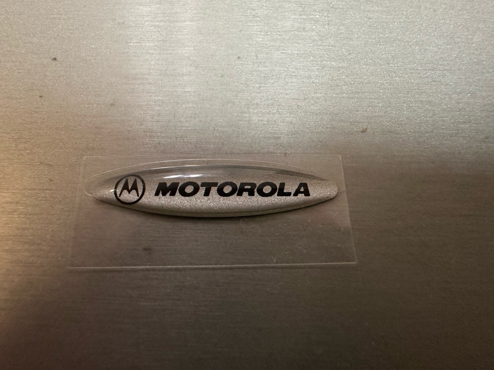 Motorola Sandblast Silver Metallic Crystal Dome Emblem Badge Small, OEM New gallery