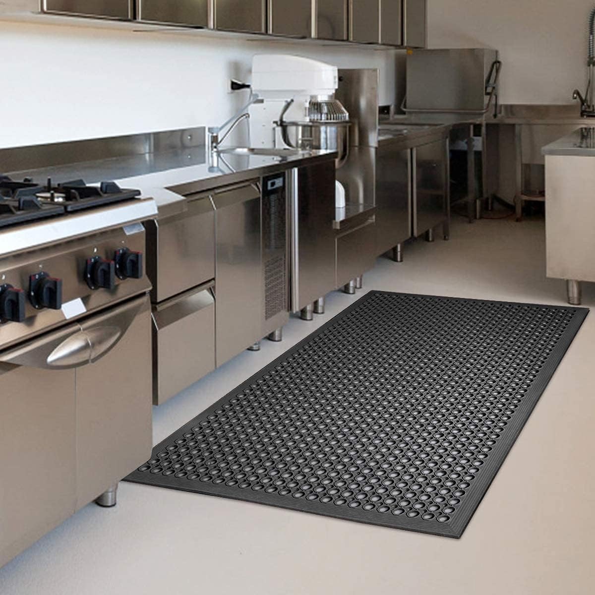 Outdoor Rubber Mat for Floor 60"L x 36"W x 0.4"Th, Black gallery