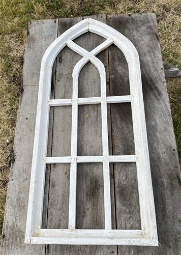 White Arched Cathedral Window Frame, Wooden Church Frame, Gothic Wall Decor gallery