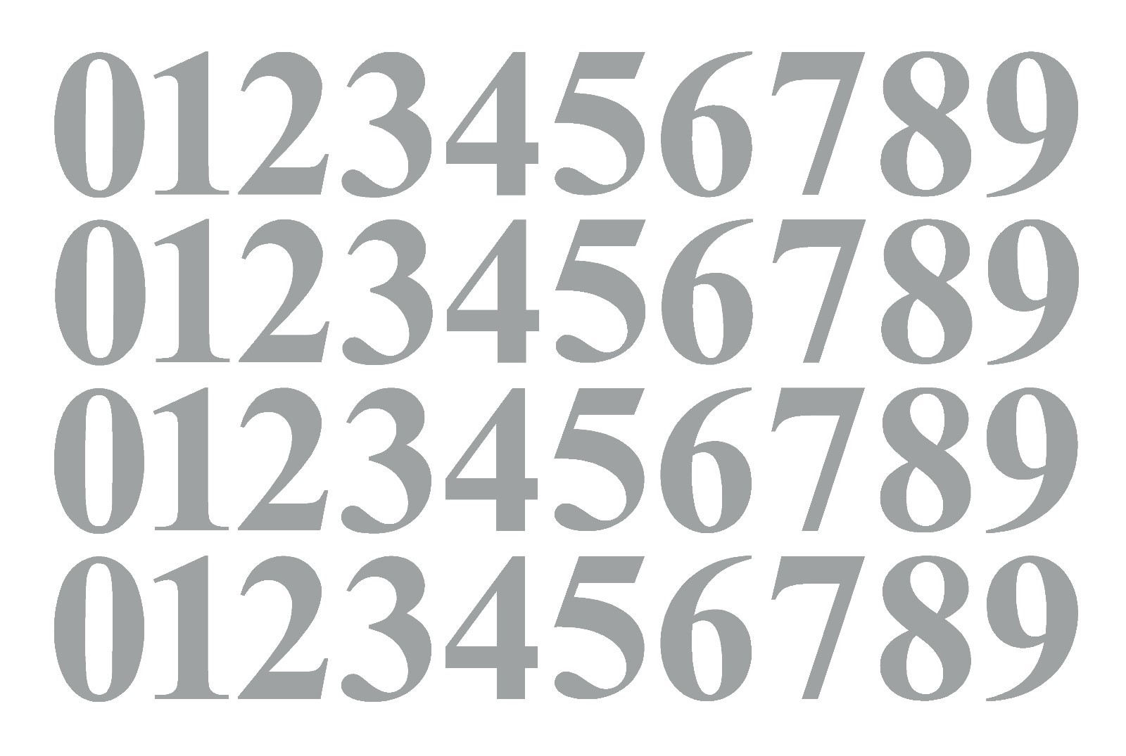 0-9 Numbers Silver Sticker Vinyl Decals CHOOSE SIZE!! 1" To 12" Set Of 40 (V646) gallery