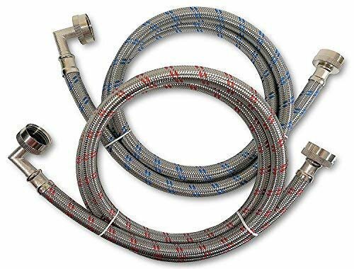 Premium Stainless Steel Washing Machine Hoses w/ 90 Degree Elbow - Color Coded gallery
