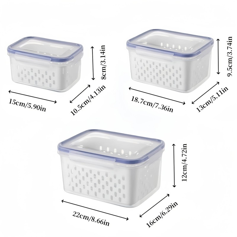 9Pcs/Set Fruit Storage Containers for Fridge, Fridge with Removable Colander, Al gallery