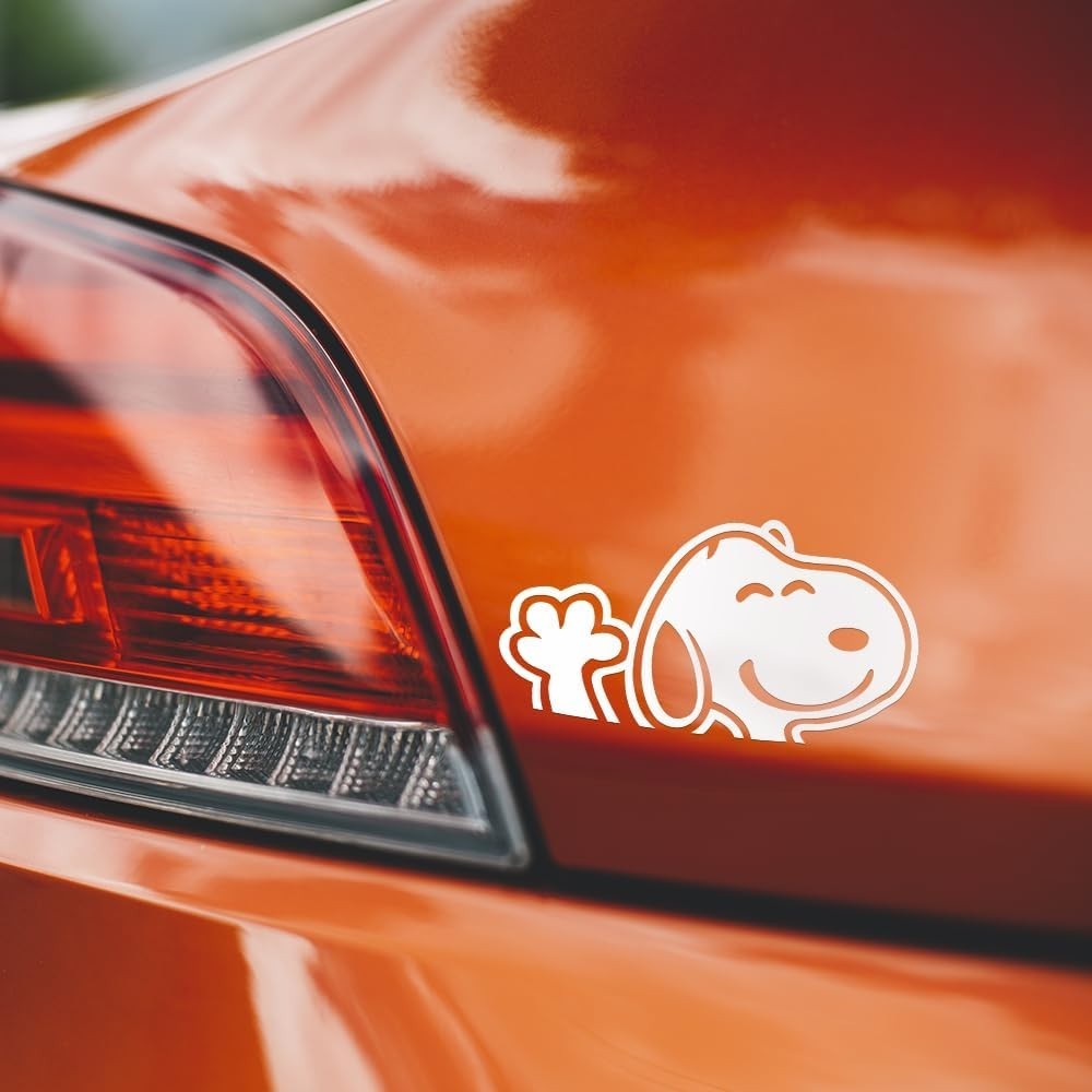 Snoopy Waving Cartoon White Vinyl Decal Window Laptop Bumper Sticker 8x4.2 in gallery
