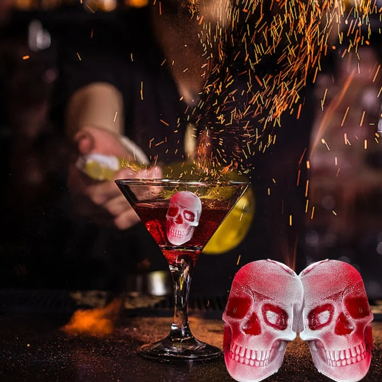 1 pc Halloween Skull Ice Cube Mold Silicone 3D Tray Whiskey Chocolate gallery