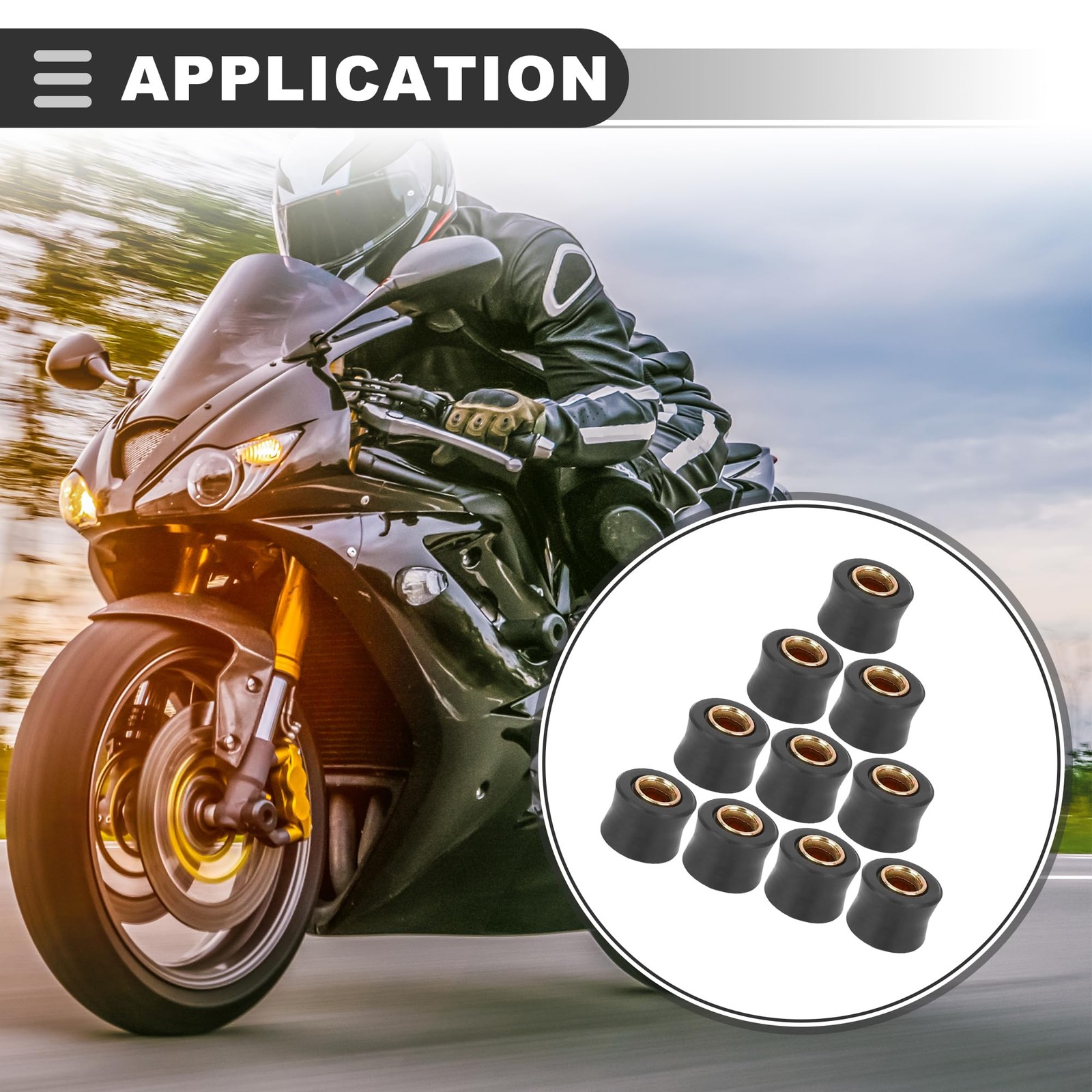 Universal Motorcycle Rear Shock Bush PlasticMetal Black 10 Pc gallery