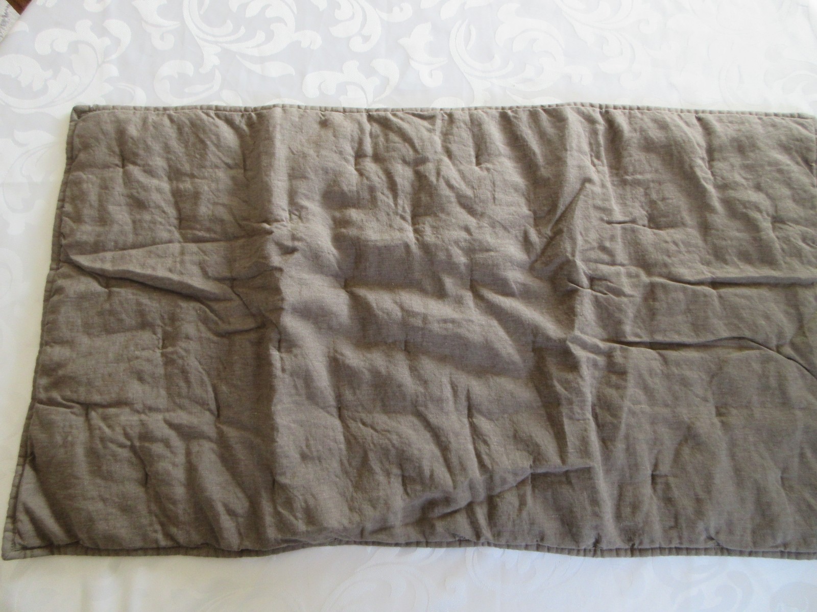 Pottery Barn Belgian Flax Linen TUFTED Sham Cafe Noir Brown KING gallery