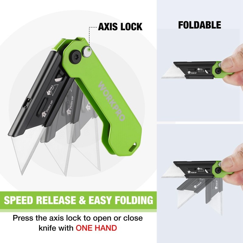 WORKPRO Mini Folding Utility Knife Box Cutter Quick Change Blade EDC Razor Knife gallery