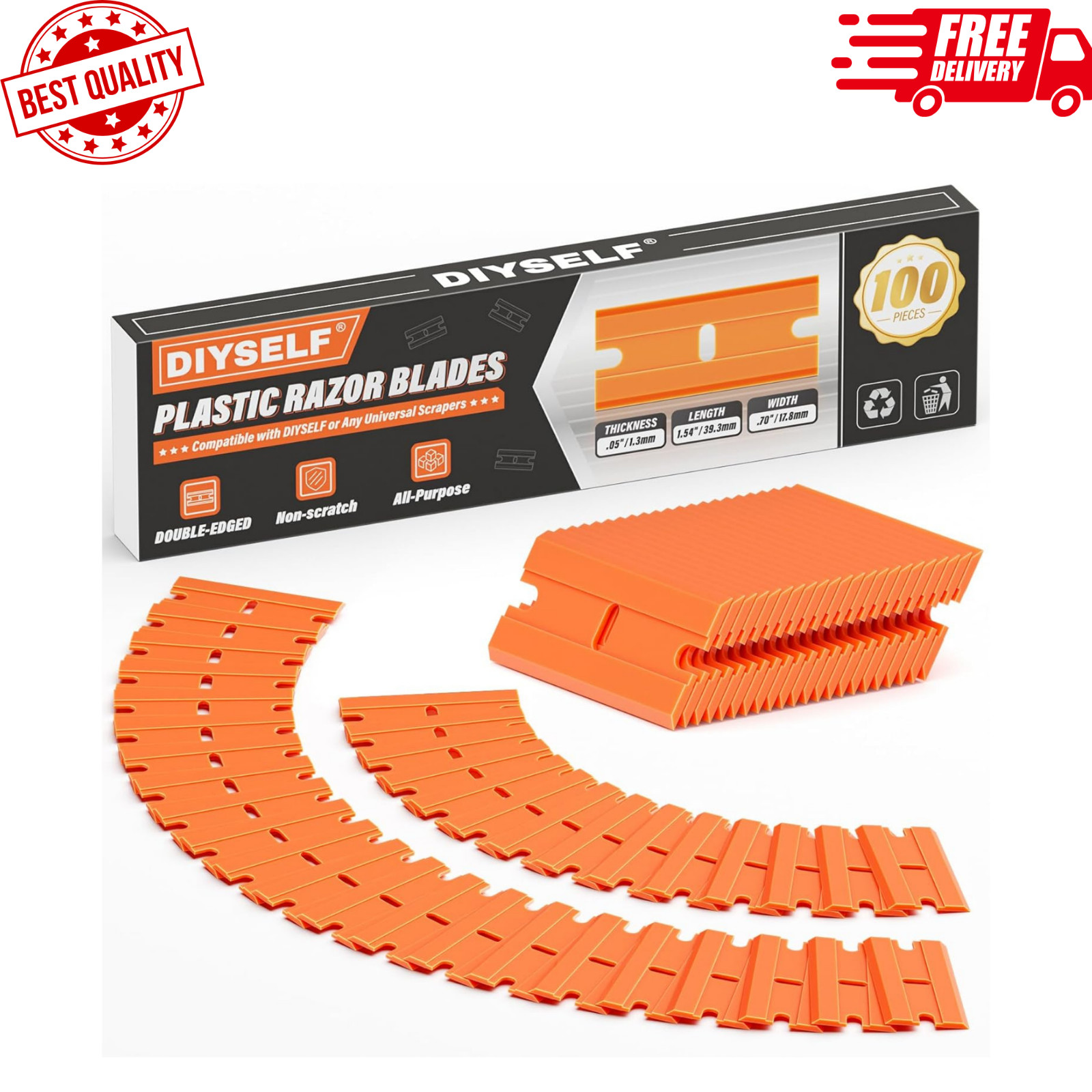 100 Pack Plastic Razor Blades, Blade Refill for Plastic Razor Blade Scraper, Dur gallery