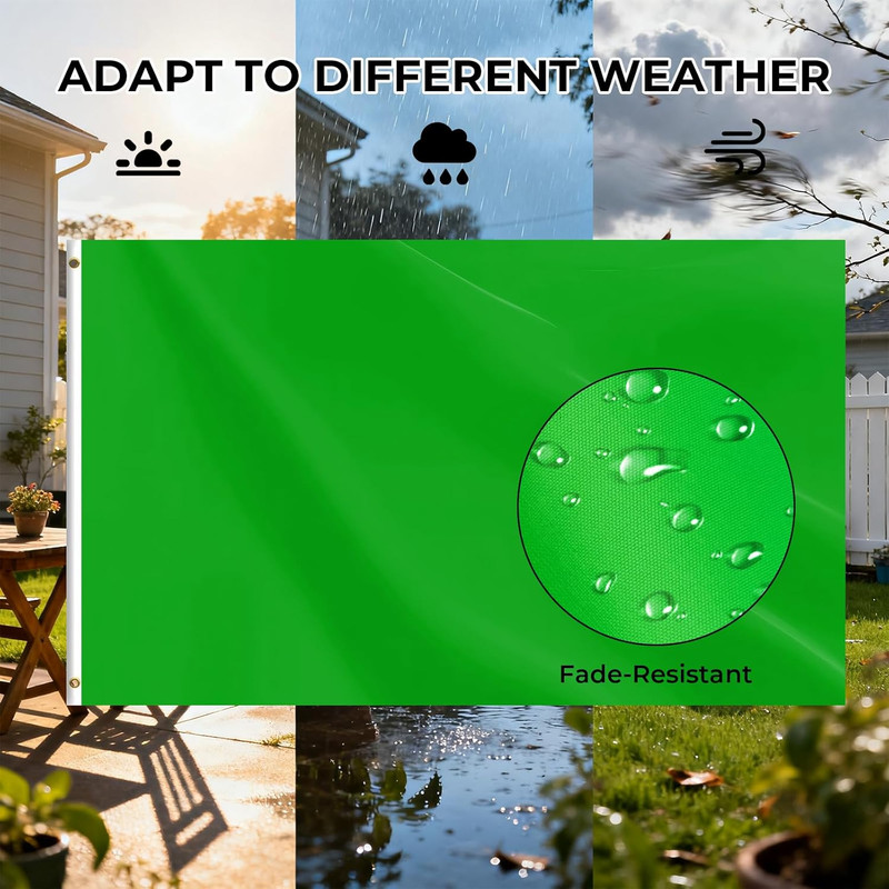 Green Flag 3X5 FT, Polyester Blank Flag with Canvas Header & Brass Grommets, Dou gallery