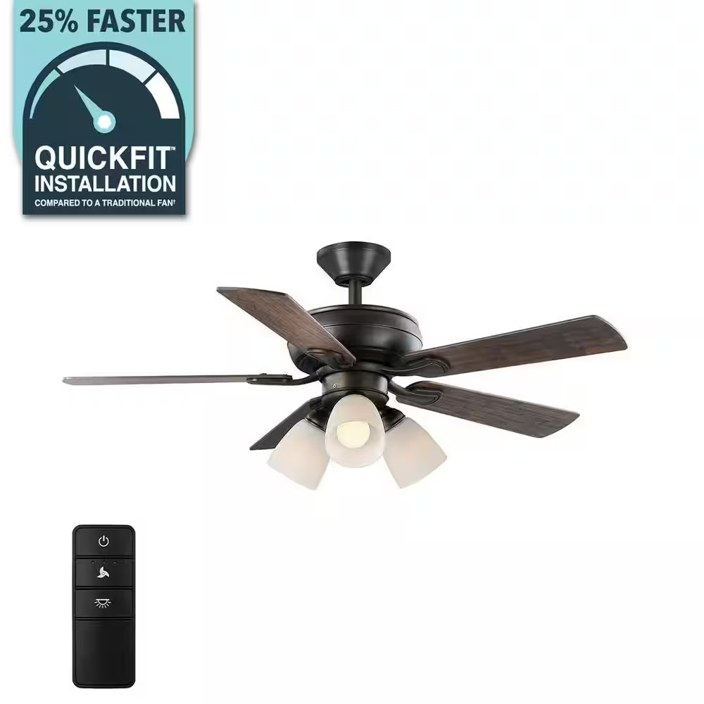 Riley 44 In. Indoor LED Bronze Dry Rated Downrod Ceiling Fan with 5 Reversible B gallery