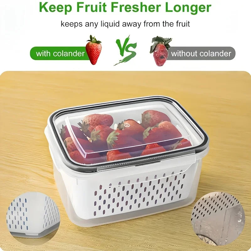 9Pcs/Set Fruit Storage Containers for Fridge, Fridge with Removable Colander, Al gallery