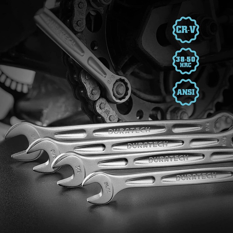 DURATECH 8PC Combination Wrenches Set SAE 5/16"-3/4"/Metric 8mm-19mm12-Point US gallery