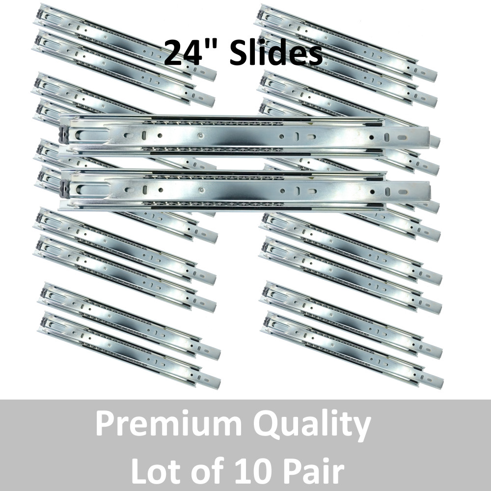24" Heavy Duty Drawer Slides - Ball Bearing - Premium Quality {Lot of 10 Pairs} gallery
