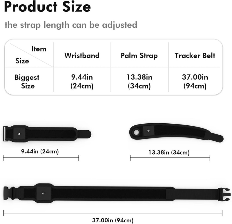 AMVR 5-Pcs Full Body Straps for HTC Vive VR Tracker/Tracker(3.0) - Black gallery