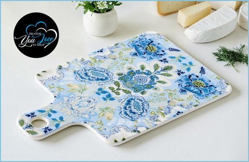 Pottery Barn Kravet Arboretum Cheese Board 14.25" NEW Stoneware Summer Flowers gallery