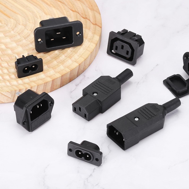 uxcell C8 Panel Mount Plug Adapter AC 250V 6A 2P IEC Power W 2 black gallery