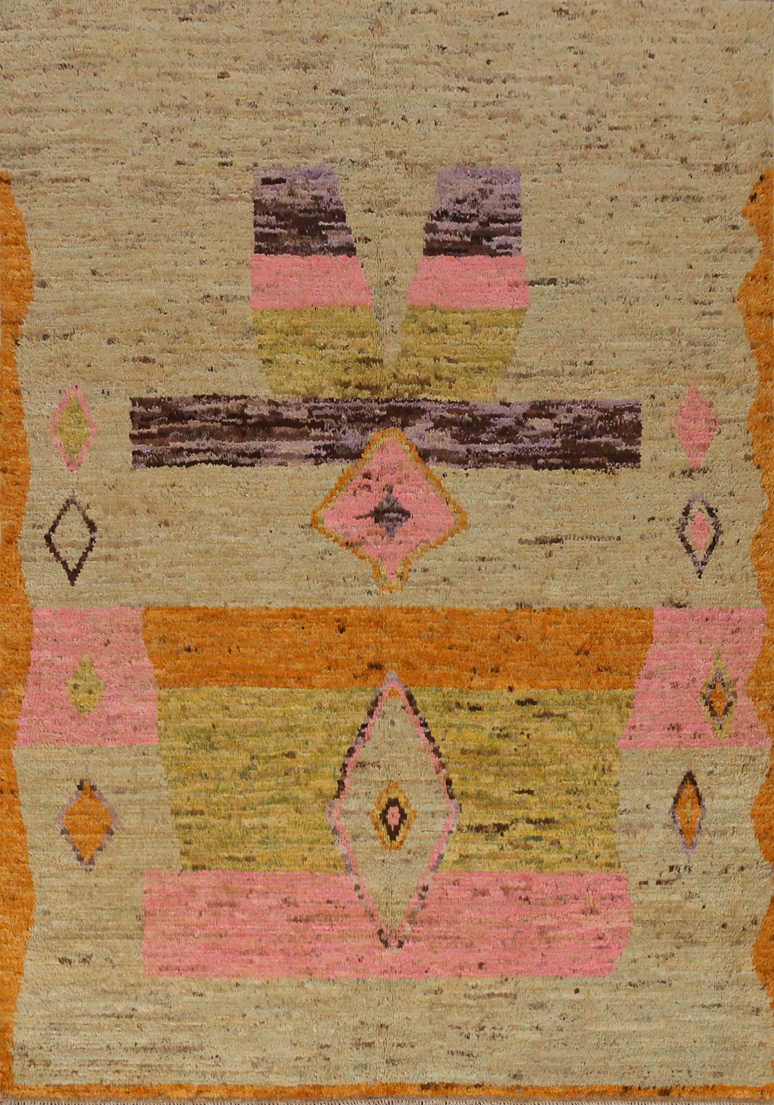 Luxury Hand-Knotted Contemporary Moroccan Wool Area Rugs 6x8 ft gallery