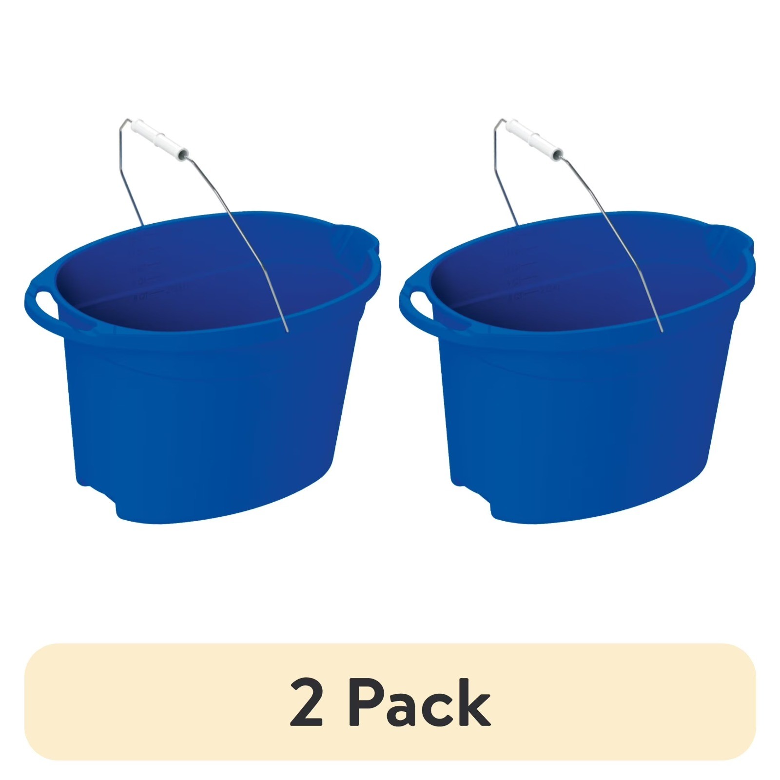 Plastic 12-Quart Oval Bucket, Blue, 2 pack gallery