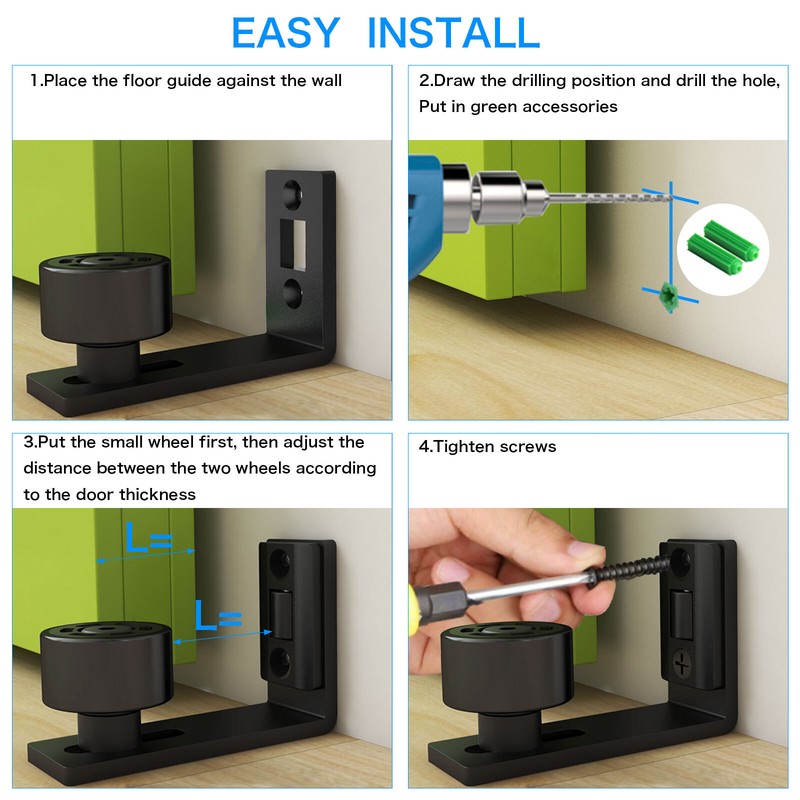 Adjustable Sliding Barn Door Floor Guide Wall Mounted Bottom Stay Guide fr Door gallery
