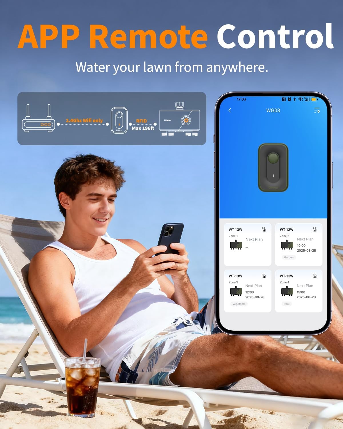 Diivoo WiFi Water Timer 4 Outlets, Smart Sprinkler/Hose/Tap Timer Compatible ... gallery