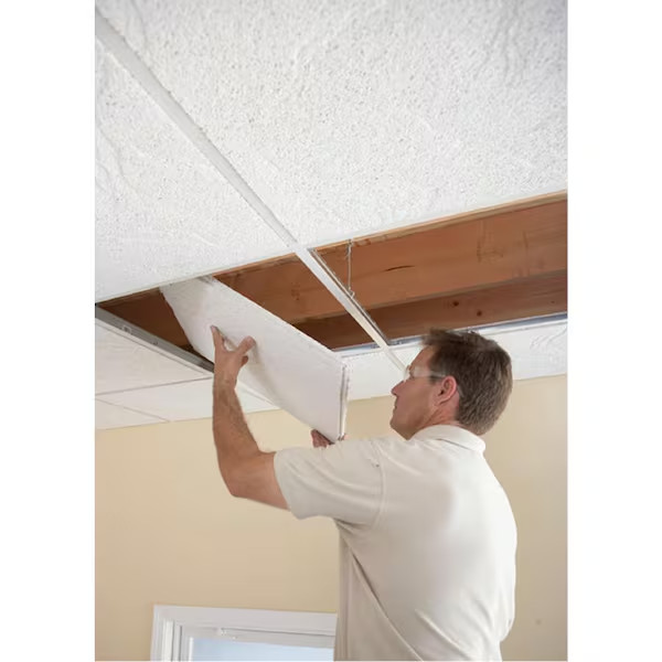 2X2 Ft. Radar Basic White Square Edge Lay-In Ceiling Tile Case of 4 (16 Sq. Ft.) gallery